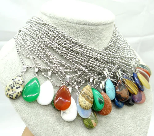 Natural Stone Turquoises Quartz crystal tiger eye Charms Water droplets Pendants for diy Jewelry Making necklace Accessories A5 | Украшения