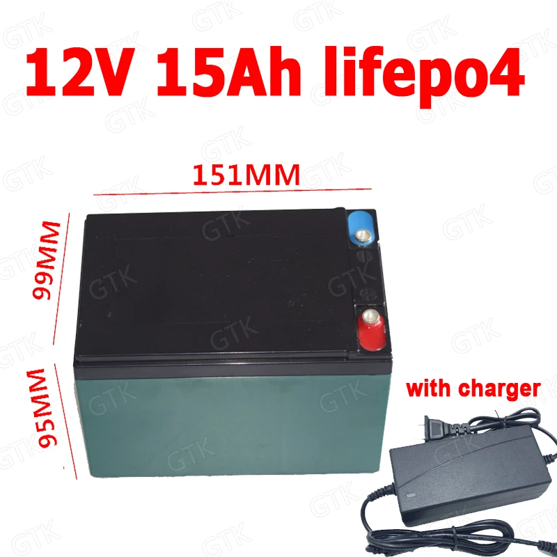 GTK Lifepo4 12v 15Ah литиевая батарея BMS 4S 12,8 v перезаряжаемая для 24V 350w 300W ebike mera golf игрушечные тележки+ зарядное устройство 3A