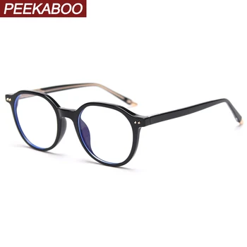 

Peekaboo male retro glasses optical women korean style clear lens tr90 green gray transparent glasses frame for men winter gifts