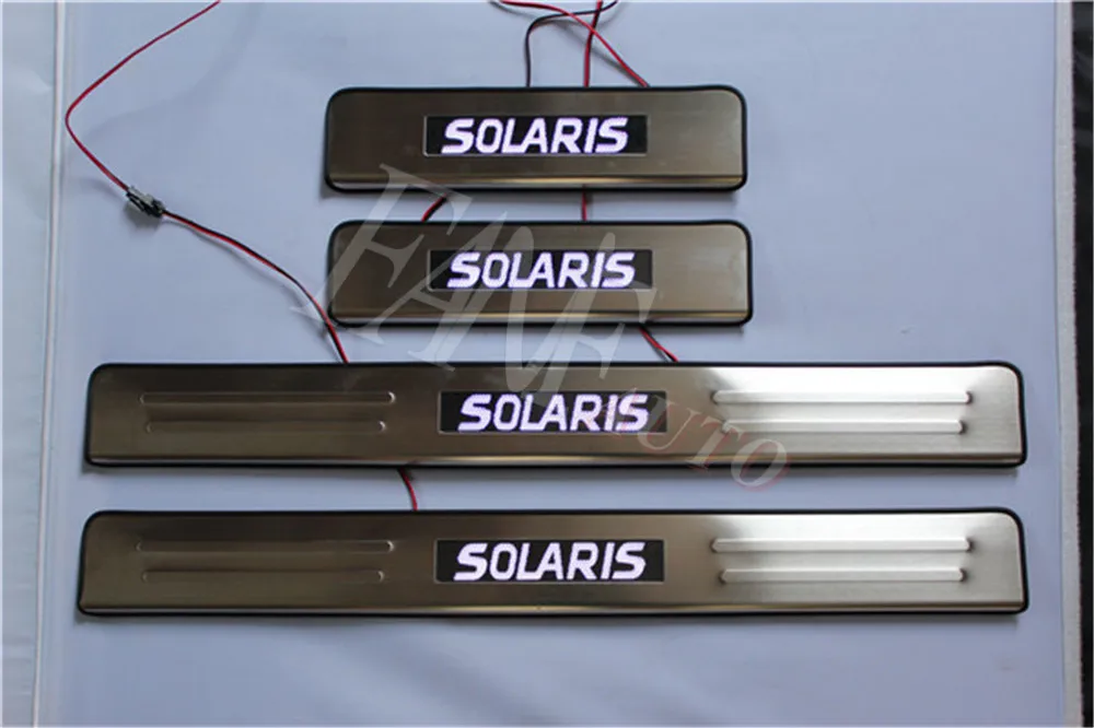 Нержавеющая сталь светодиодные пороги Накладка защита порогов защитная накладка для hyundai Solaris 2010