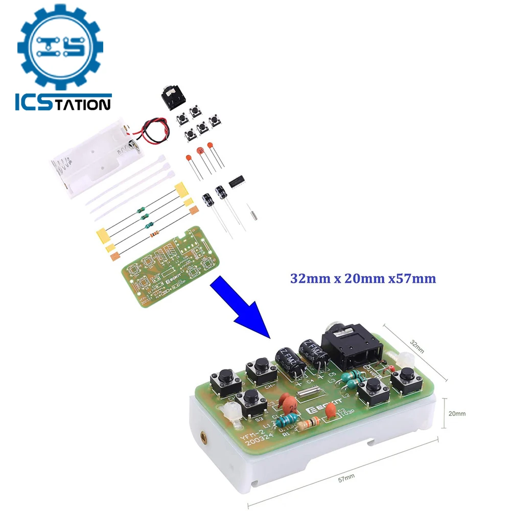 76-108MHz FM Stereo Radio DIY Kit Wireless FM Transmitter Module Frequency Modulation Electronics Soldering Practice Project