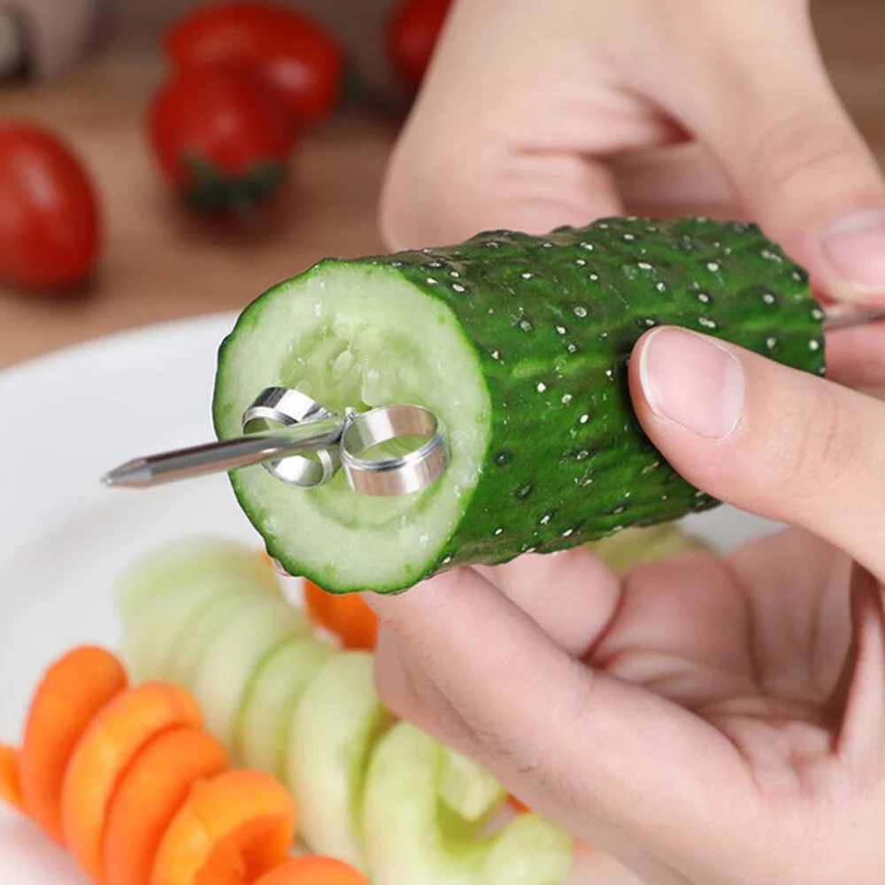 

Set Stainless Steel Cucumber Screw Size Magic Spiral Coil Machine Manual Vegetable Roller Spiral Slicer Knife Kitchen Gadget
