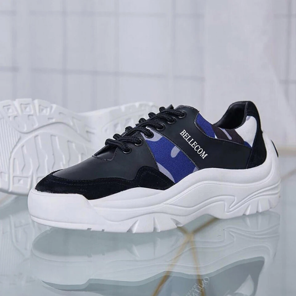 

BELLECOM Fall 2019 New Baitao Couple's Single Shoes Anti-skid, Leather Permeable Flat-soled Sports Shoes Daddy Shoes