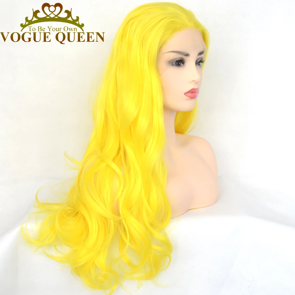 Женский парик для косплея Vogue Queen пикантный желтый Синтетический кружевной