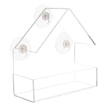 

Transparent Plastic Adsorption Type House Shape Bird Feeder Innovative Suction Cup Feeder