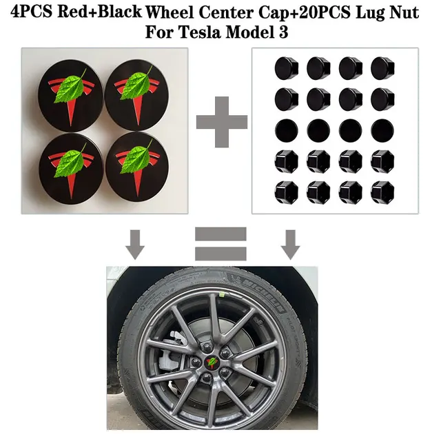 Meas PCS Wheel Center Hub Caps Fit for Tesla Model 3//S//X with 4 Center Cap Set /& 20 Wheel Lug Nut Cover Kit /& 4 Valve Caps Color Name : Red Blue