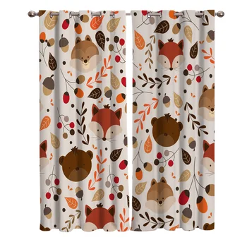 

Cartoon Fox Animals Window Curtains Curtains for Living Room Decorative Items Living Room