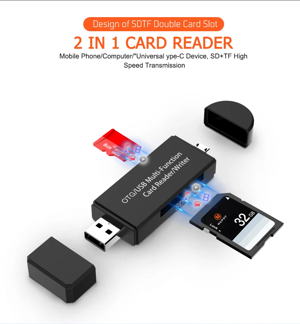 2в1 микро USB OTG кабель SD TF кардридер мини адаптер для samsung Xiaomi huawei кардридер памяти высокоскоростной Универсальный USB 2,0