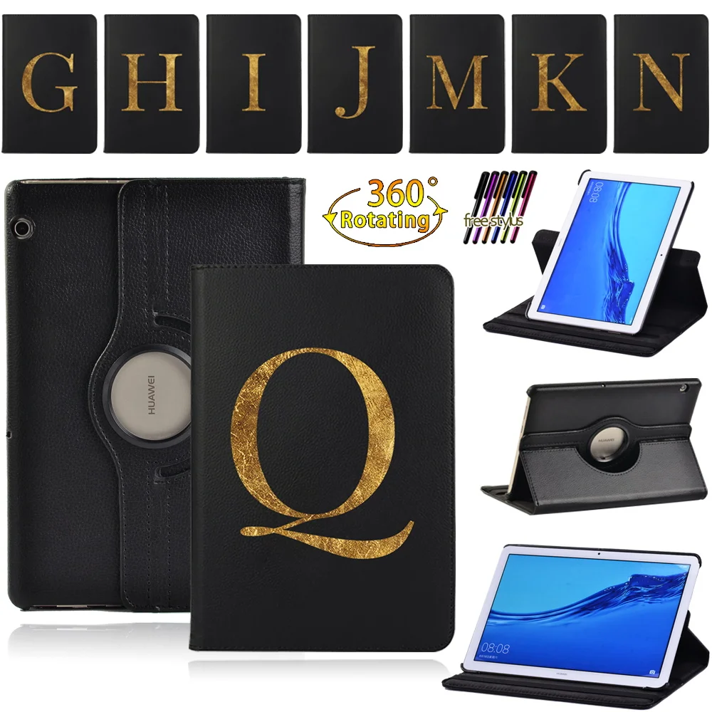 

360 Rotating Bracket Flip Stand Leather Case for Huawei MediaPad T3 10 9.6"/T5 10 10.1" Tablet Case + Pen