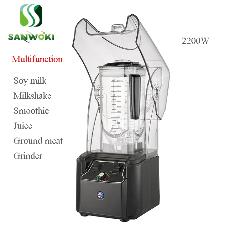 Ice Crushers smoothies machine commercial sound insulation solid food mixer Mute with hood Multifunction Milkshake machine