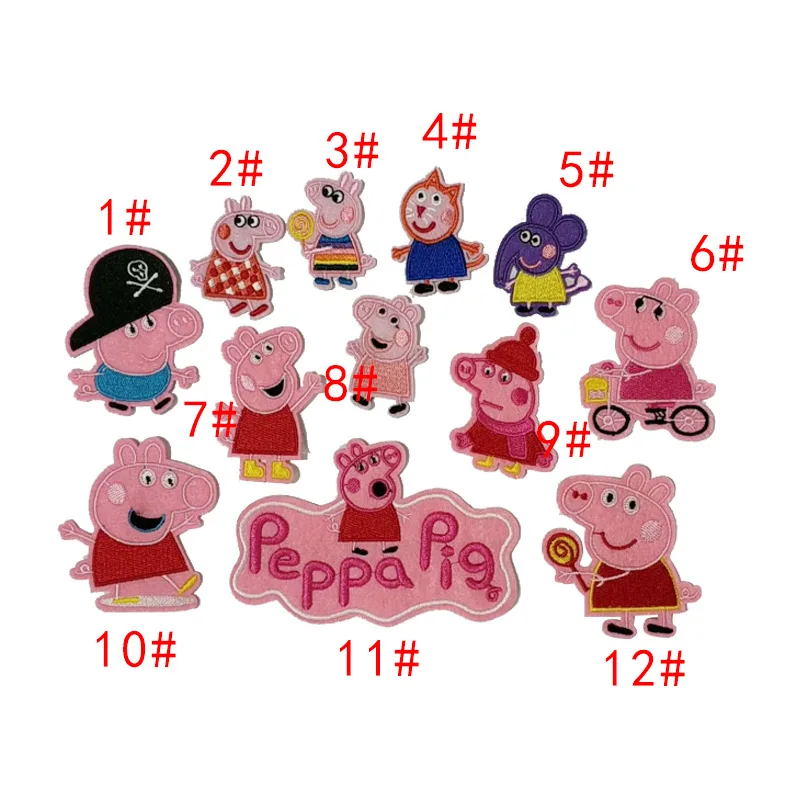 

100pcs/lot Pink Embroidery Patches Cute Animal Pigs Cartoon Piglet Society Kids Clothing Accessories Heat Transfer Badge Iron