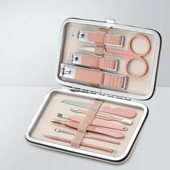 

1 Set/11 Pcs Professional Manicure Suits Stainless Steel Nail Clipper Cutter Trimmer Nail File Set with Storage Case for Eyebrow