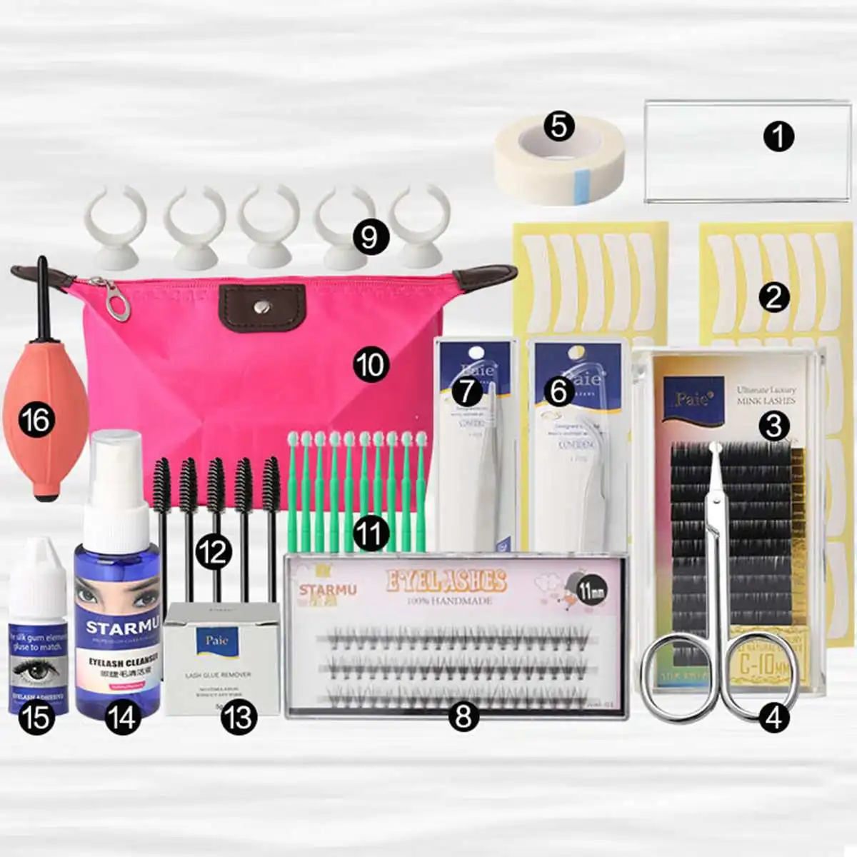 Professional 16 Pcs False Eyelash Extension Tools Set Makeup Tools Kits Individual Eye Lashes Grafting Tools Kit Set Bag Professional 16 Pcs False Eyelash Extension Tools Set Makeup Tools Kits Individual Eye Lashes Grafting Tools Kit Set Bag