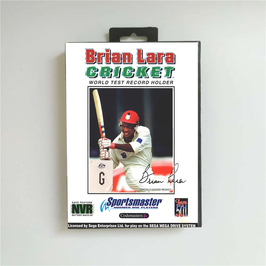 

Brian Lara Cricket - EUR Cover With Retail Box 16 Bit MD Game Card for Sega Megadrive Genesis Video Game Console