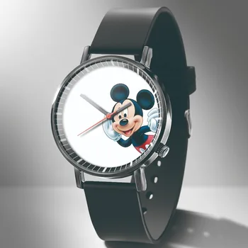 

Reloj mujer New Fashion Mickey Quartz Watch boy girl Cartoon Leather Watches high quality apple band Casual women watch