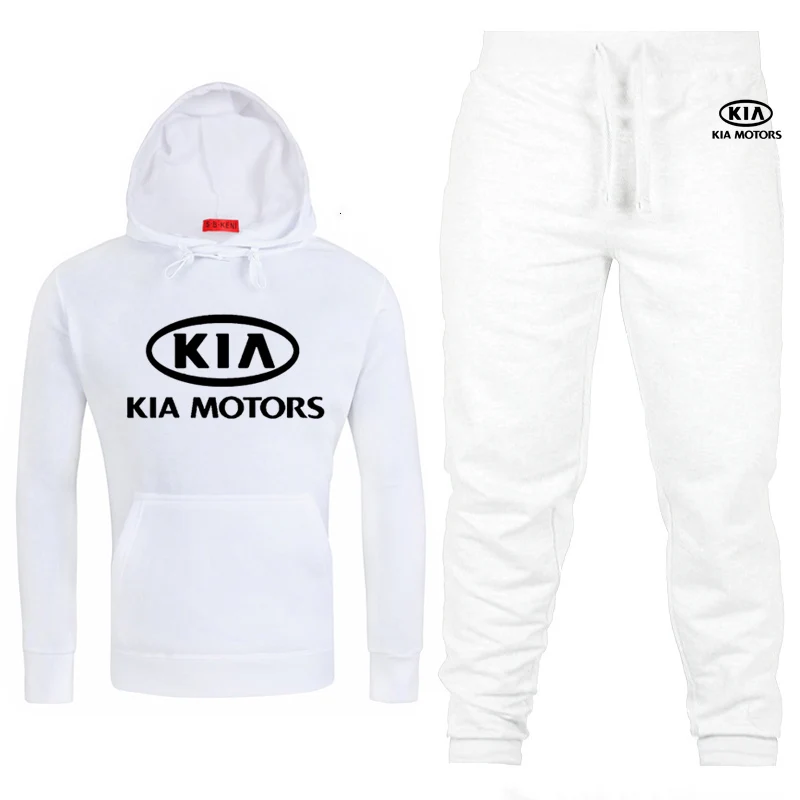 Мужские толстовки с капюшоном с логотипом KIA, унисекс, модная мужская толстовка с капюшоном в стиле хип-хоп, harajuku, повседневные флисовые худи, штаны, костюм из 2 предметов - Цвет: 801