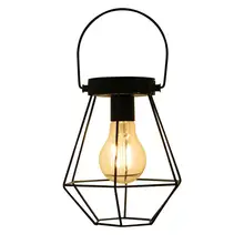 Солнечная Энергия Мощность подвесной открытый свет из нержавеющей стали сад лампа кованого железа фонарь с лампочкой теплый белый свет