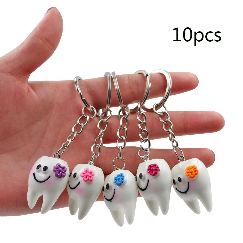 10pcs Dental Teeth Shape Model Simulation Tooth Key Chain Fashion