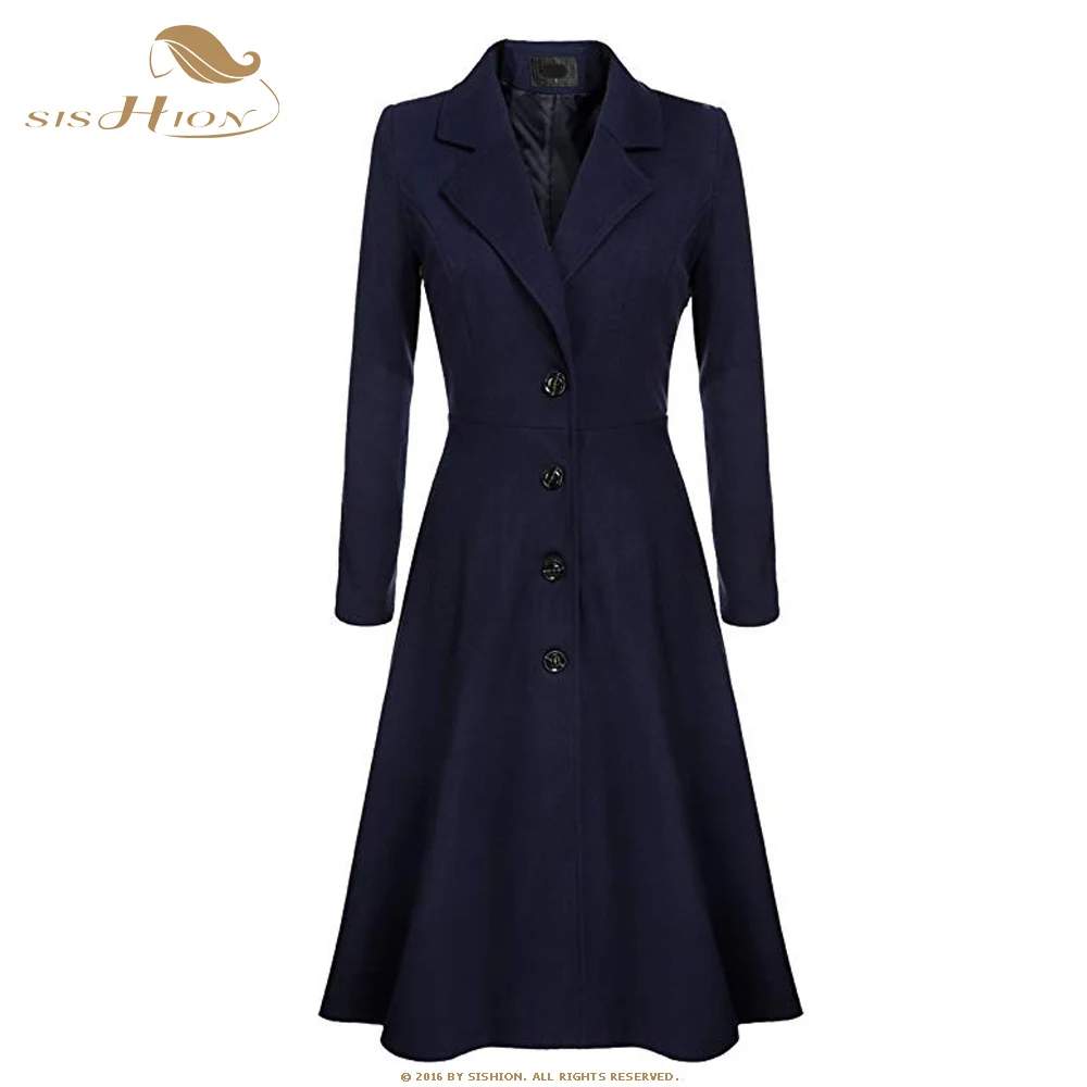 SISHION зимнее тонкое однобортное однотонное пальто Новое Женское шерстяное пальто QY0331 Длинная Верхняя одежда для женщин плюс размер пальто