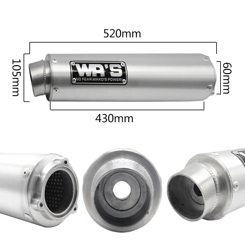 ZSDTRP Motorcycle Exhaust Pipe For WRS Universal Exhaust Muffler for CB400 CBR250 CBR29 ZXR XJR400 VFR400 FZR400 Pit Bike