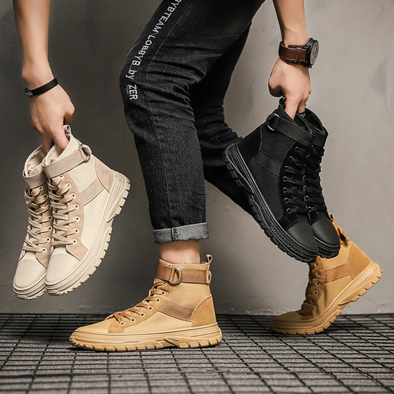 Botas de moda 2019 para hombre, botas de nieve de cálido, para hombre, calzado de cuero de otoño para hombre, nuevos zapatos casuales de lona de alta calidad para hombres| | -