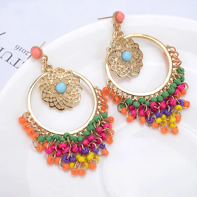 Новые этнические турецкие серьги в индийском стиле золотого цвета Jhumka из смолы с