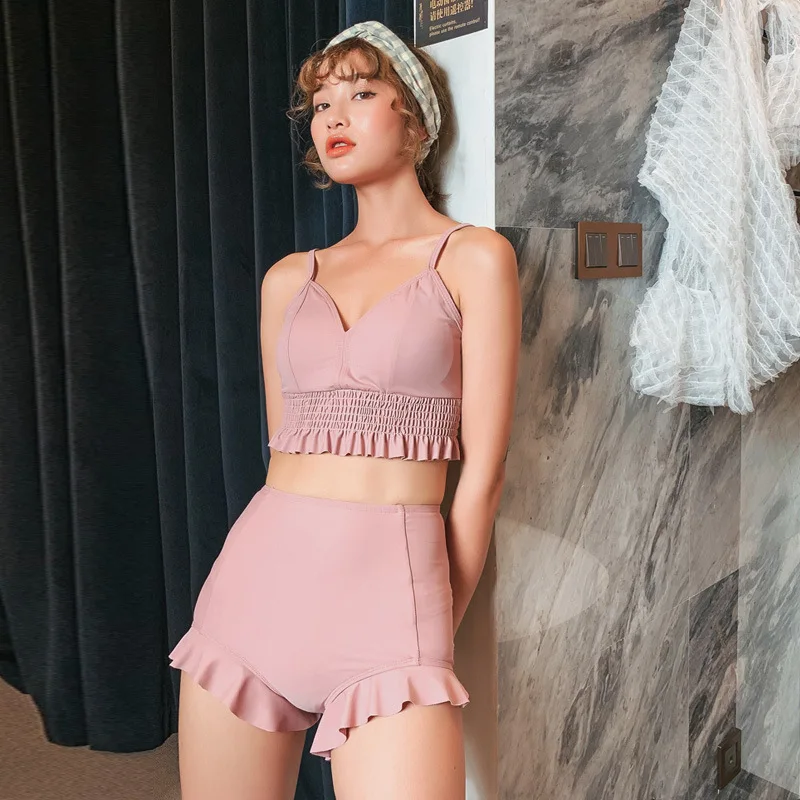 

New Style Swimwear Fashion Sexy Slim Fit Slimming Split Type Triangular Loose-Fit Blouse High-waisted Swimsuit Women's Three-pie