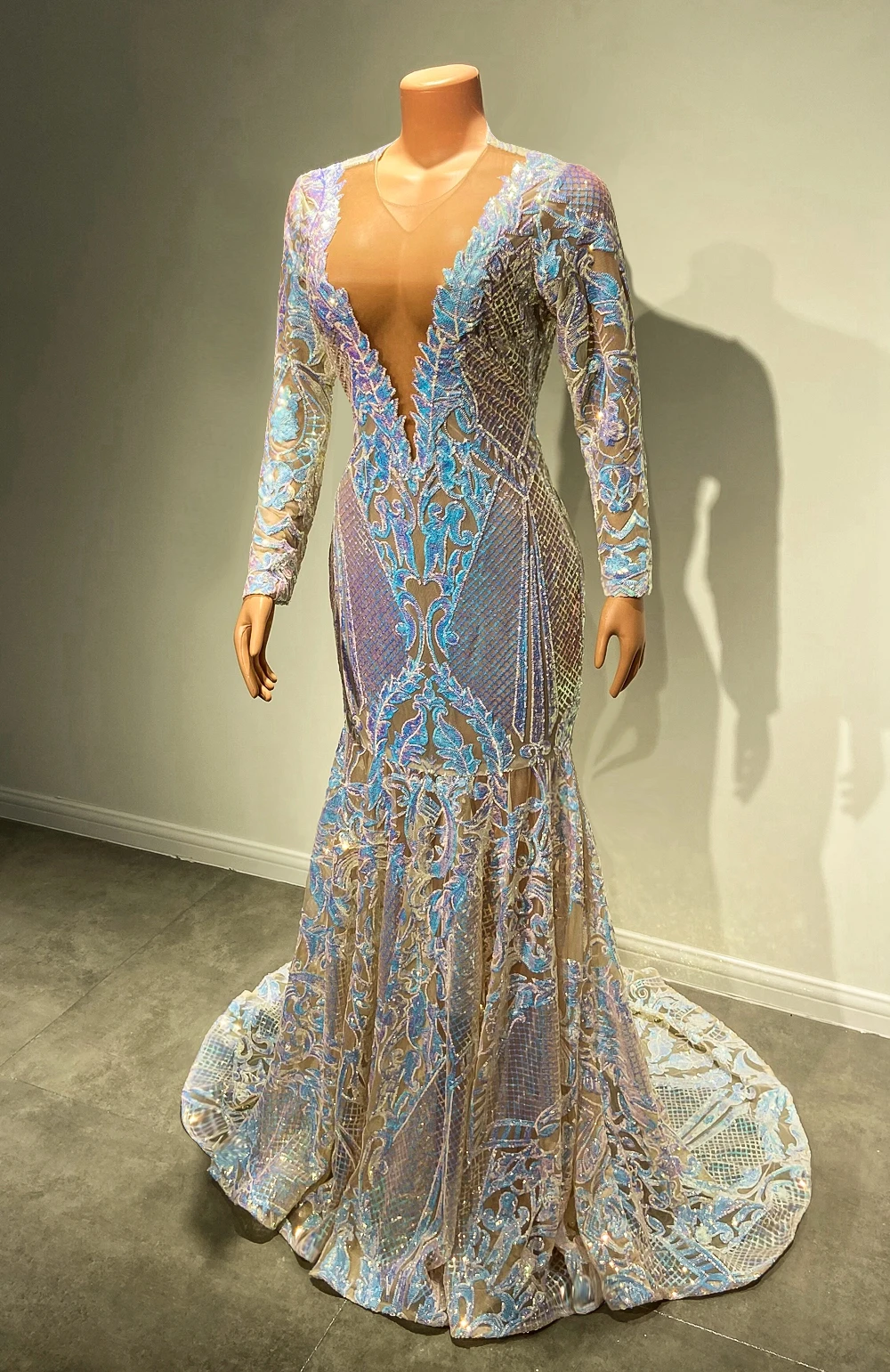 New Arrival Long Prom Dresses 2022 Sheer O-neck Sparkly Long Sleeve Sexy Mermaid African Black Girls Brithday Prom Gowns prom gowns