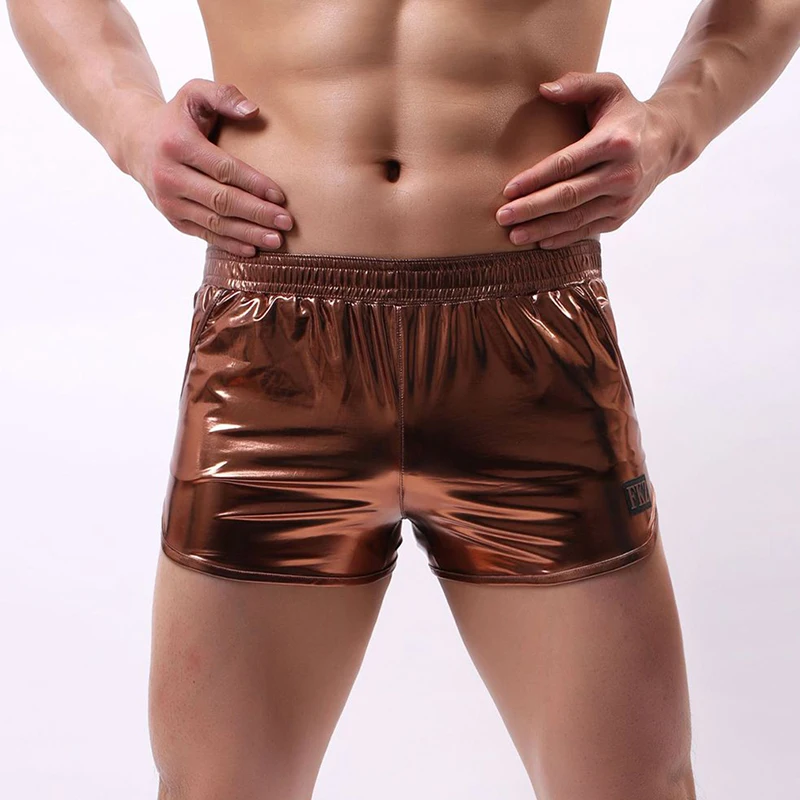 men's contemporary dance clothing Men's Shiny Boxer Shorts PU Leather Sexy Dance Boxer Jacket Fashion Wild Comfortable Underwear Shorts male pole dancing outfits