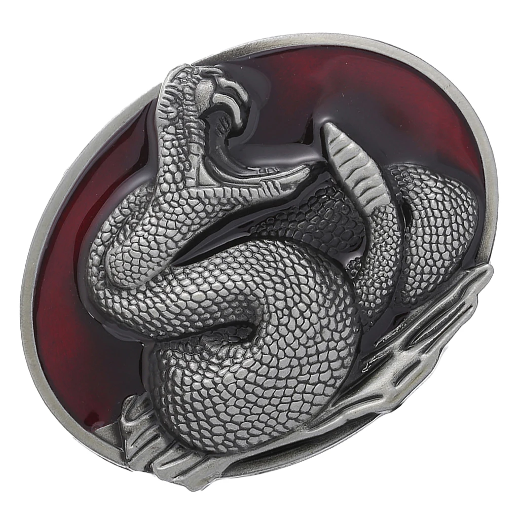 

Western Snake Belt Buckle - Cowboy Rodeo Accessories - Antique Silver