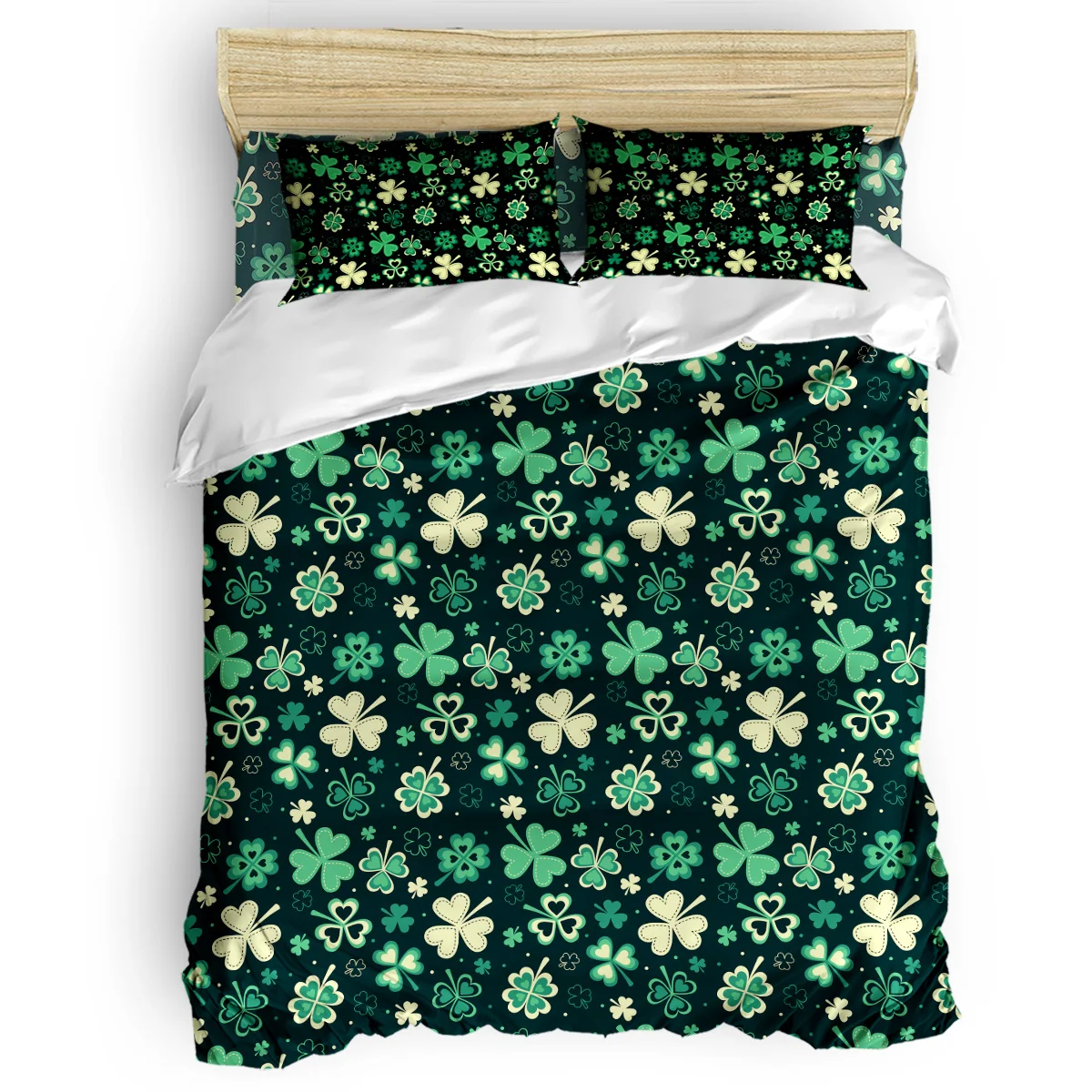 

St. Patrick'S Day Clover Printing Custom Bedding Set 3D Digital Printing Christmas Bedding Set US KING QUEEN