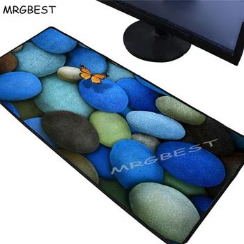 

MRGBEST Blue Small Stone Large Mousepad Gaming Keyboard Computer Mouse Pad Non-slip Natural Rubber Mousemat with Lockedge