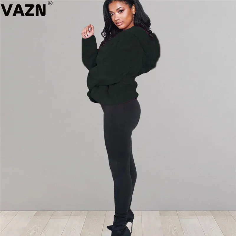 VAZN PN6277 Зимние комбинезоны неопрятна молодых пикантные повседневные мягкие удобные женские ботильоны сплошной длинный рукав Для женщин энергии для худого телосложения плотные Обычная верхняя одежда - Цвет: Черный