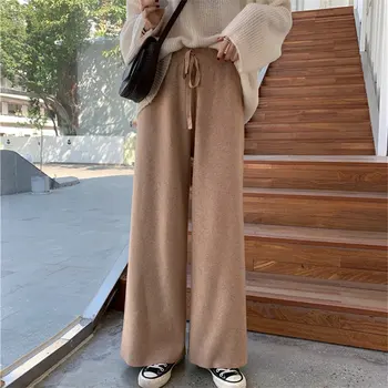 

Alien Kitty Autumn Straight High Quality Casual Women Knitted Pants High Waist Women All-Match Loose Elastic Waist Trousers