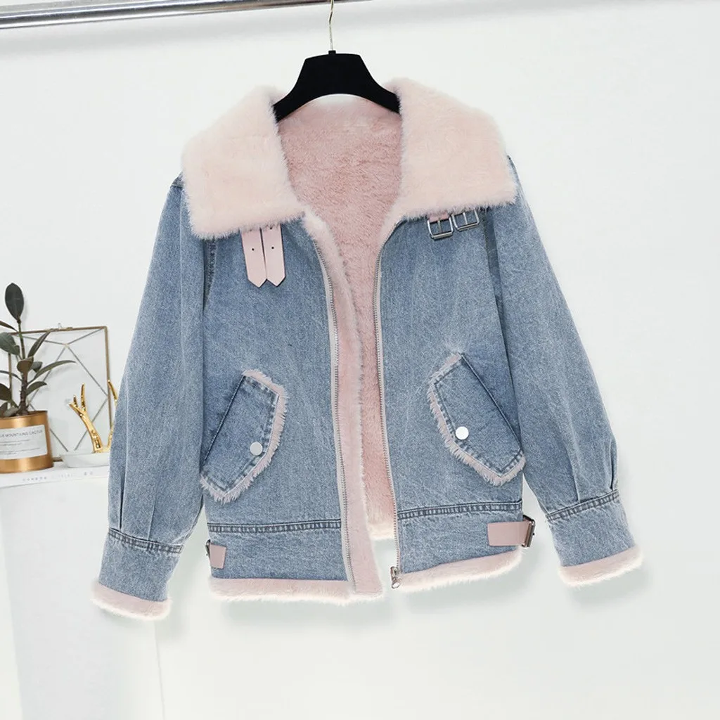 Outerwear Coats Fashion Women Winter Autume Cotton Thick Denim Jacket Windbreaker Coat Outwear Female Warm Jacket Tops M840