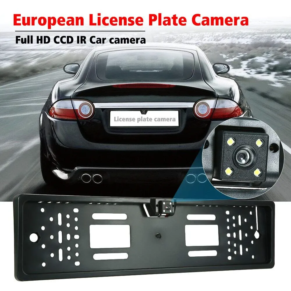 

CCD HD Car Rear View Camera Backup Reverse Universal European License Plate Frame Night Vision with LED