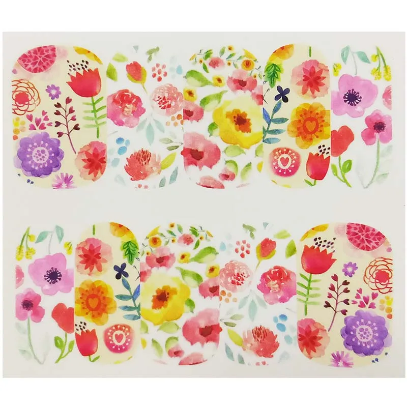 Переводные наклейки для ногтей с бабочками ногтевого дизайна цветы водяные