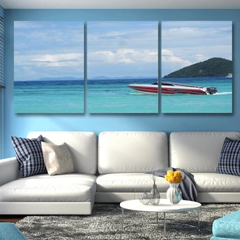 

Frameless Tropical Sea Island Ship Canva Painting Wall Pictures Unigue For Living Room Bedroom Decor Modern Picture Art Painting