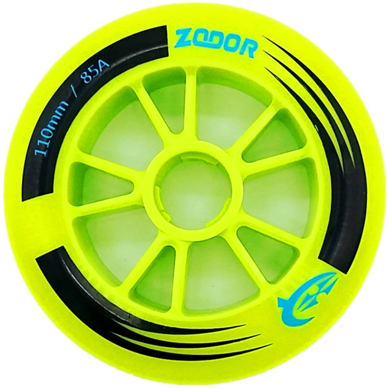 green 110 мм 100 мм 90 мм 85A желто-зеленые роликовые коньки, колеса ZODOR grip racing marathon, 2 штуки в партии - Цвет: green