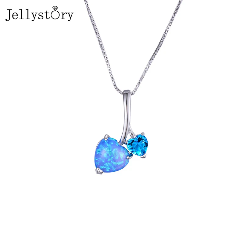 

Jellystory опал ожерелье с подвеской для женщин из натуральной кожи 925 в виде двойного сердца из серебра Простые Свадебные обручальные кольца юбилей ювелирные изделия