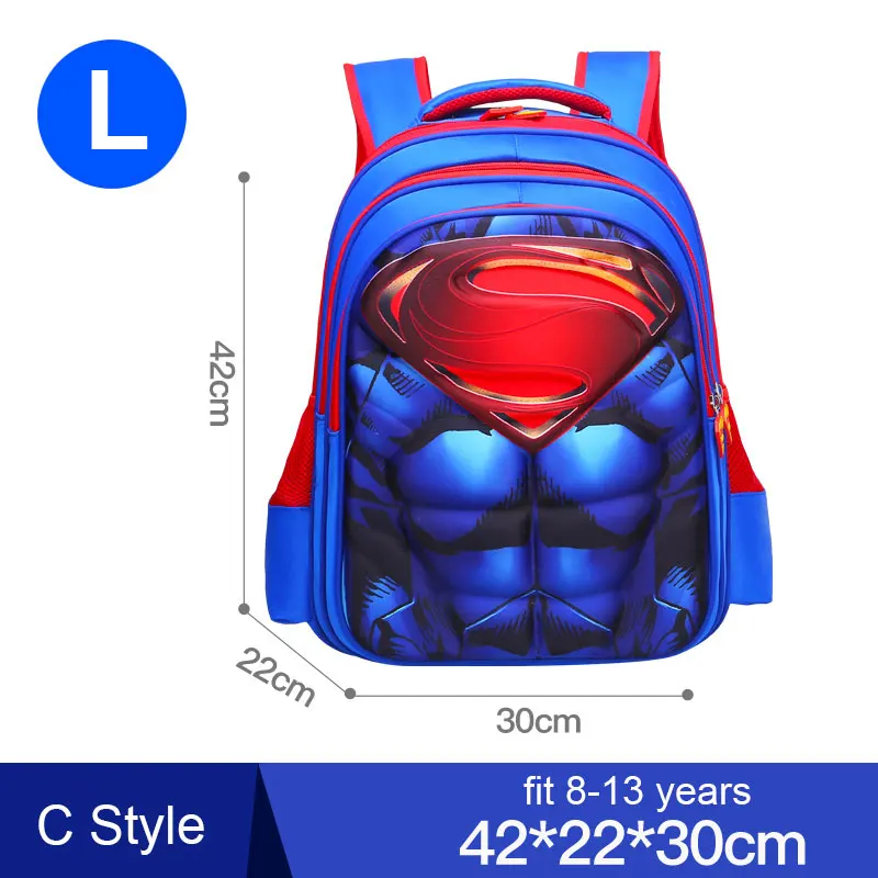 Red L Superman MARVEL, Супермен, Бэтмен, Человек-паук, школьные сумки для детей, детский сад, детская школьная сумка, рюкзак, школьные сумки, детский студенческий рюкзак - Цвет: Red L Superman