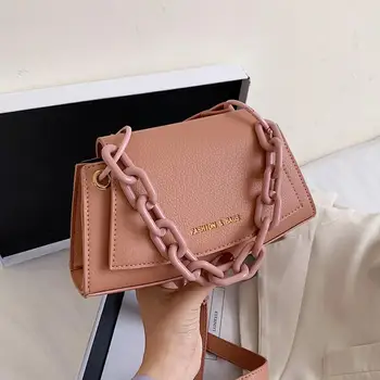 

Solid color Square Chain Tote bag 2020 Fashion New High-quality Leather Women's Designer Handbag Travel Shoulder Messenger Bag