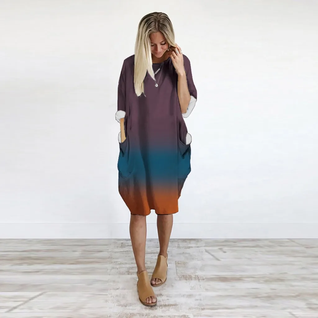 Винтажное платье Vestido, женское платье размера плюс, свободное платье, женское платье с круглым вырезом и длинным карманом, рождественское платье grande taille femme#301102