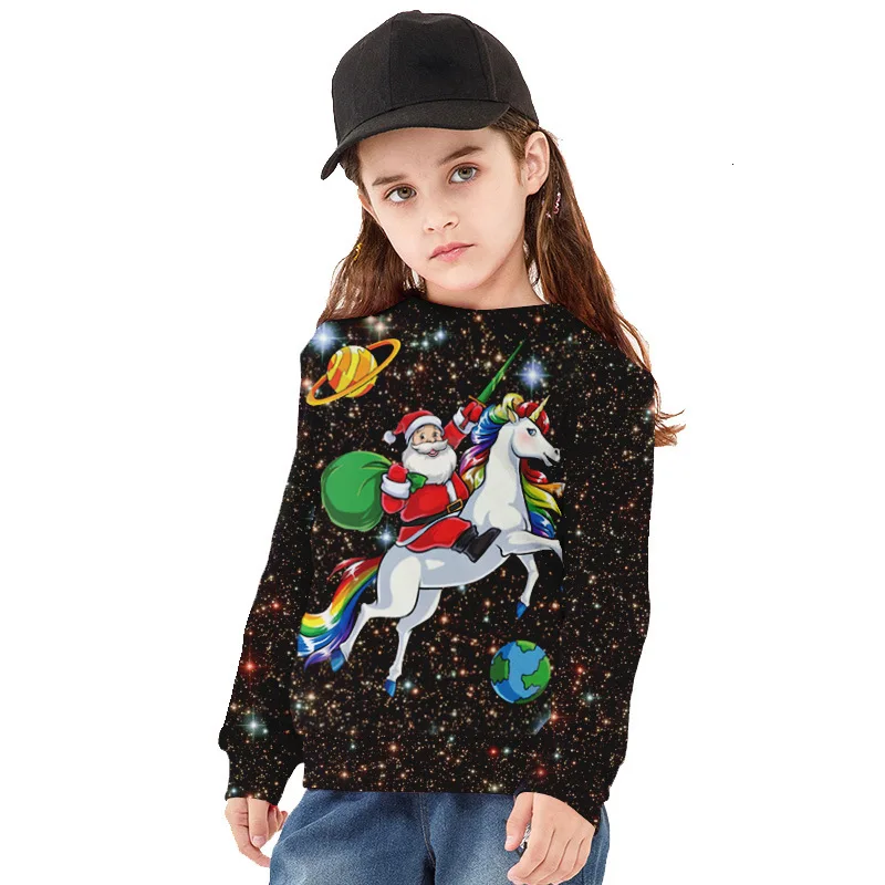 

santa horse sweatshirt Christmas mother daughter/son mommy and me clothes family matching outfits look mom mum and baby hoodies