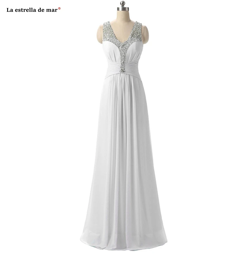 Vestido madrinha, сексуальное шифоновое платье трапециевидной формы с v-образным вырезом, украшенное бисером, цвета: зеленый, синий, розовый, фиолетовый, желтый, длинное платье подружки невесты для свадебной вечеринки