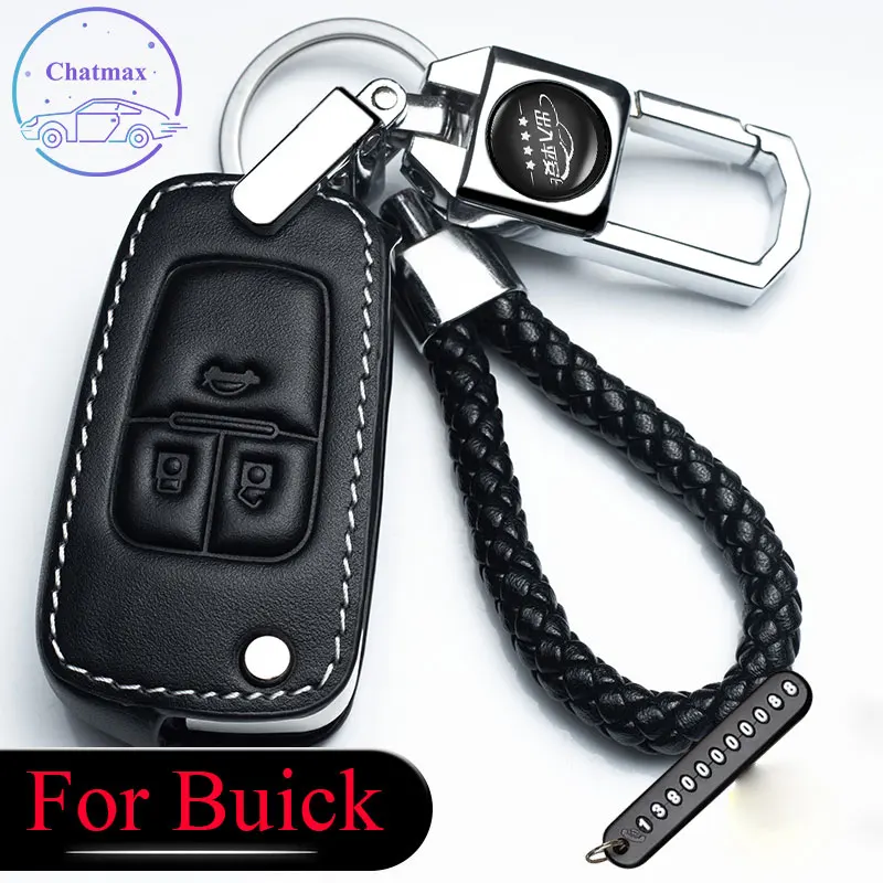 

For Buick Excelle GT GS Encore Ragel GL6 GL8 Car Key Bag Genuine Leather Fob Cover Red Black Holder Car Accessories