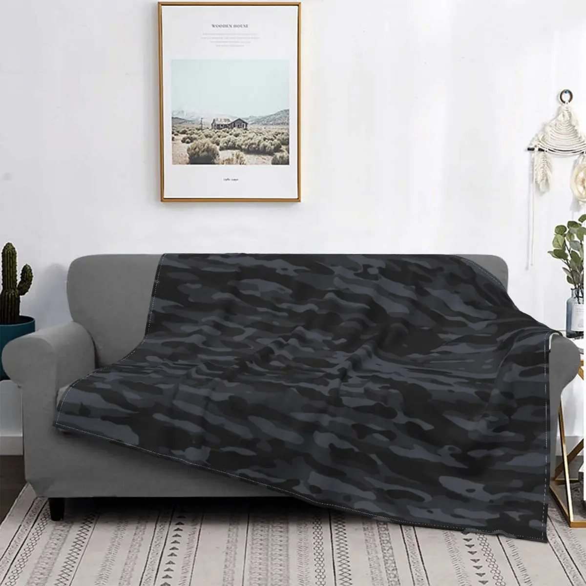 Night Camouflage Camo Blanket Flannel All Season Texture Soldier Portable Soft Throw Blankets for Sofa Office Bedspread | Дом и сад