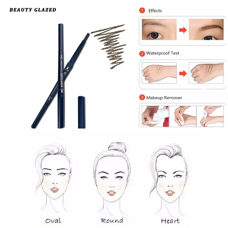 Aush Beauty Glazed 4 Color Natural Long Lasting Not Blooming Eyebrow Pencil Waterproof Sweatproof No Fading Eyebrow Pen