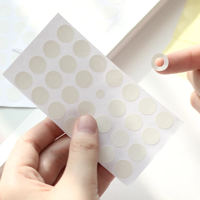 Yoofun 4 hojas/paquete blanco y transparente hoja suelta agujero reparación aglutinante anillos agujero pegatinas regalo sello pegatinas etiqueta de papel