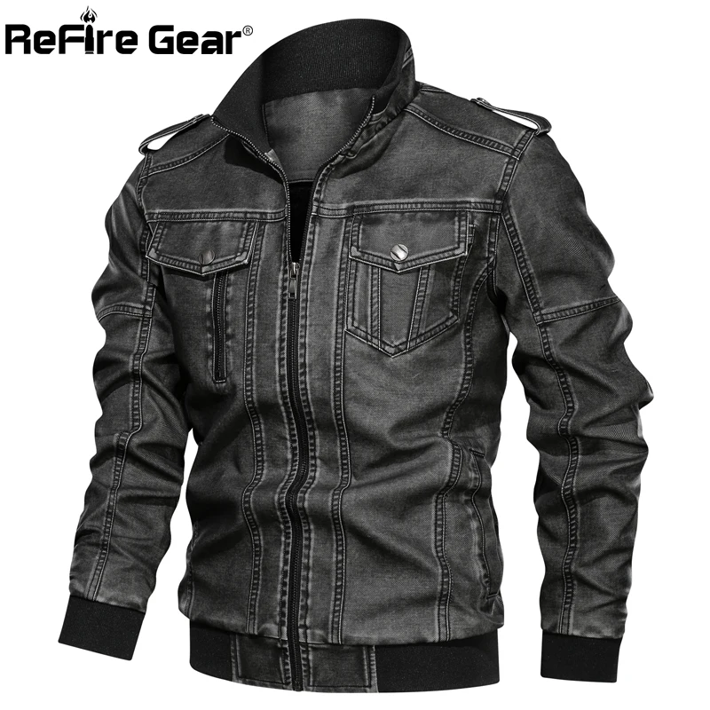 ReFire gear зимние Мотоциклетные Куртки из искусственной кожи для мужчин военный пилот бомбер тактическая куртка мужская Осенняя теплая винтажная повседневная куртка